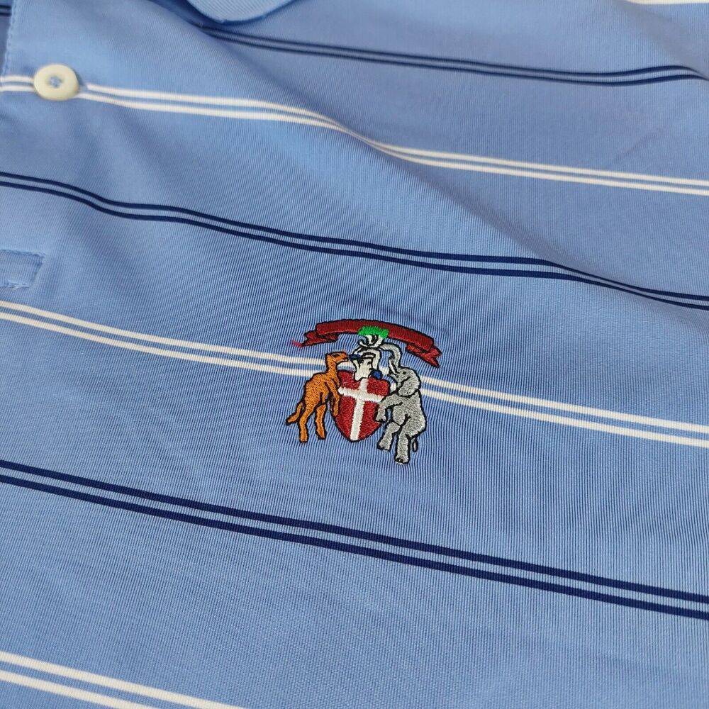 RLX Ralph Lauren Polo Shirt Mens‎ 2XL Blue Striped Golf Performance Preppy - Picture 3 of 6